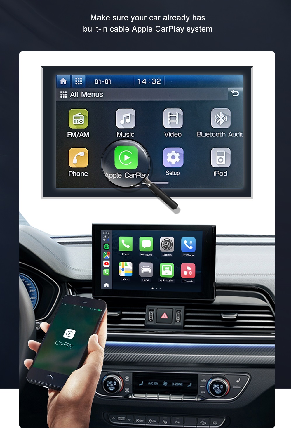 התאמה לרכב שלי - מתאם אנדרואיד CARPLAY התאמה לרכב שלי - מתאם אנדרואיד CARPLAY